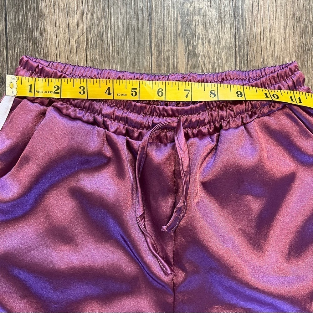 Women’s Satin Drawstring Purple Joggers Striped Size S - Picture 8 of 10